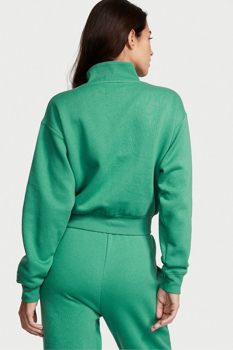 Gem Green Victoria's Secret Half Zip High Neck Lounge Sweatshirt | 7809ZFSNL