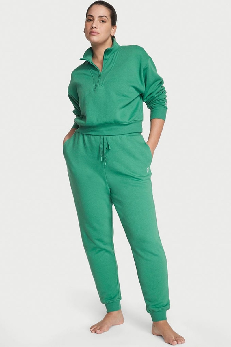 Gem Green Victoria's Secret Half Zip High Neck Lounge Sweatshirt | 7809ZFSNL