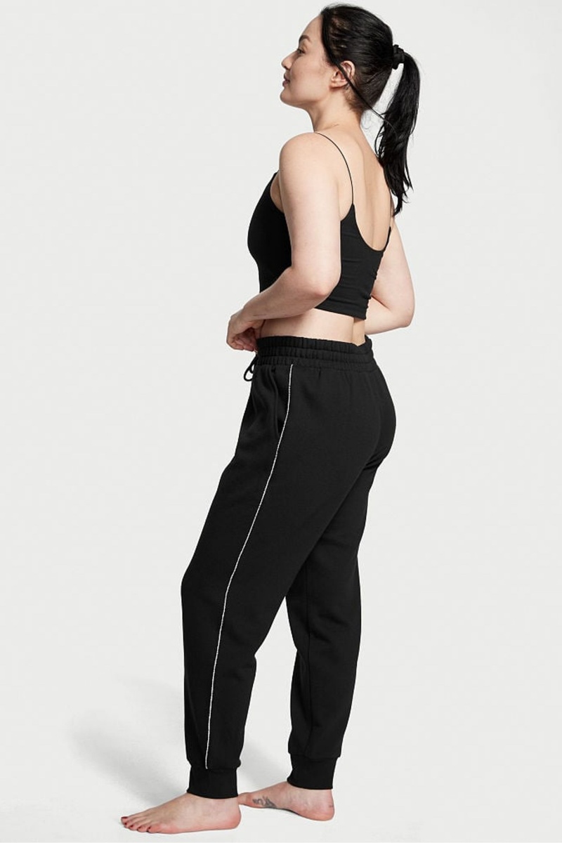 Graphic Pure Black Victoria's Secret Fleece Jogger | 3065VCOKG