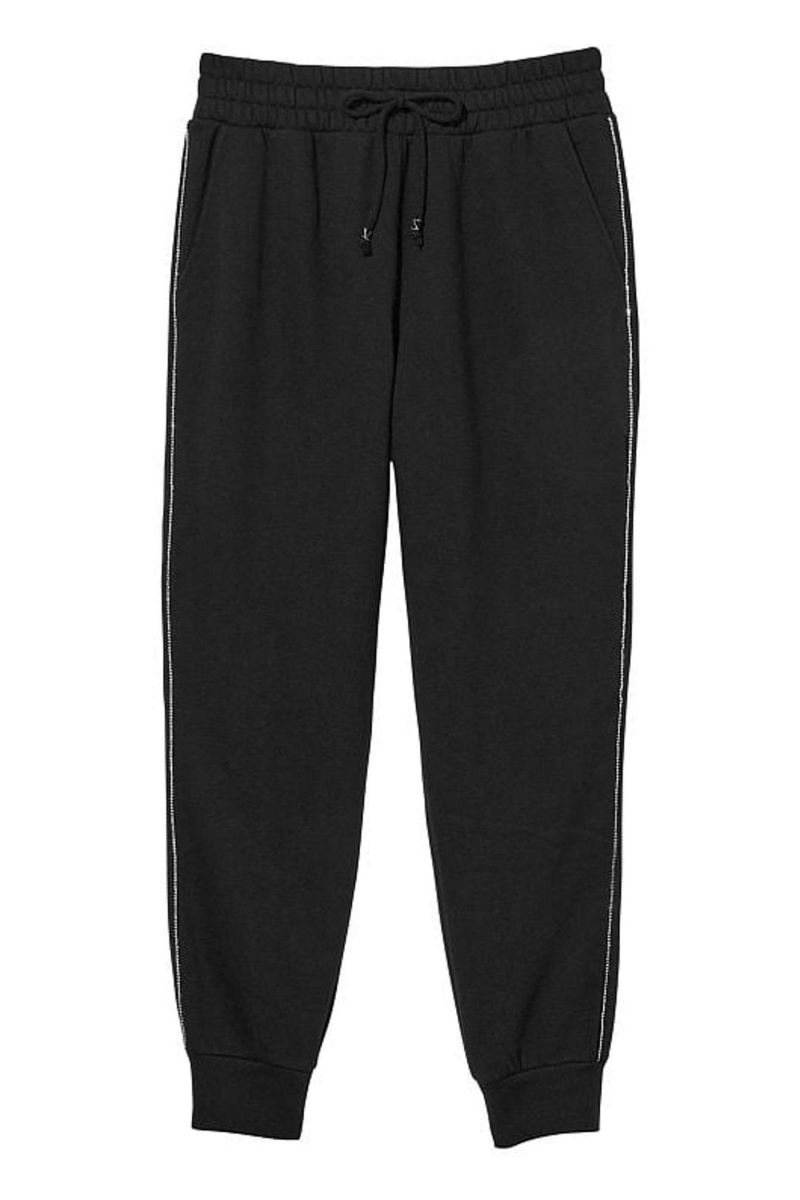 Graphic Pure Black Victoria's Secret Fleece Jogger | 3065VCOKG