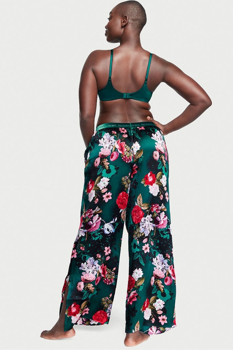 Green Victoria's Secret Silk Floral Pyjama Bottoms | 7193RSXPG