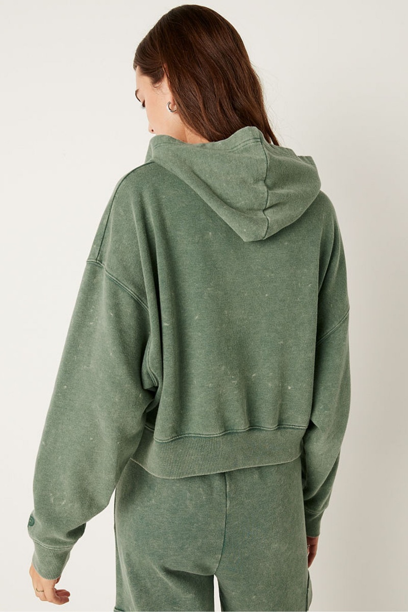 Green Wash Victoria's Secret Shine Crop Long Sleeve Hoodie | 2976TXNSM