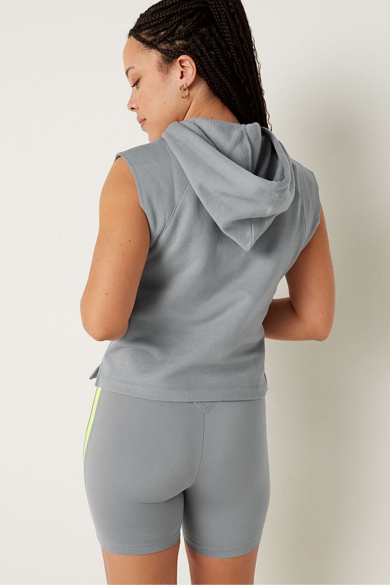 Grey Oasis Victoria's Secret Cropped Sleeveless Hoodie | 4208DHFMW