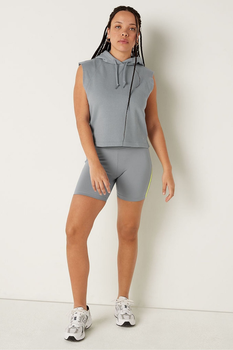 Grey Oasis Victoria's Secret Cropped Sleeveless Hoodie | 4208DHFMW