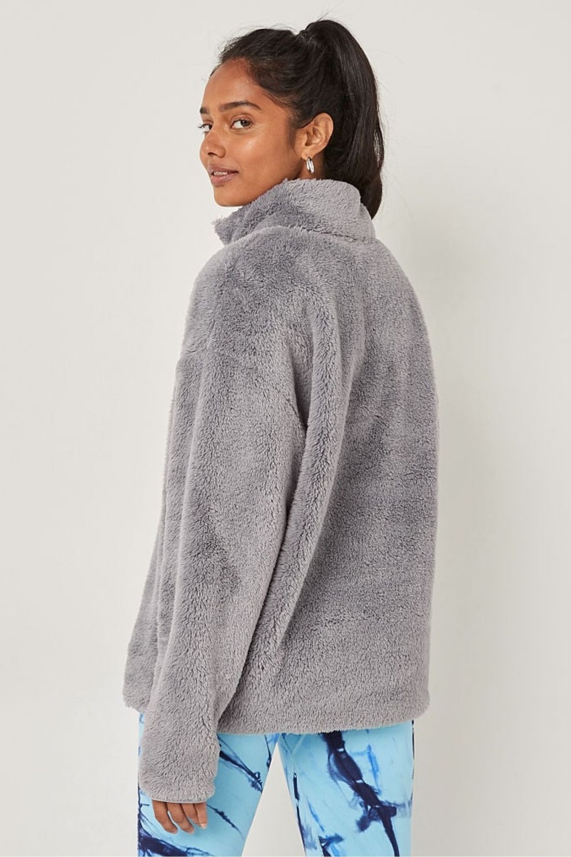 Grey Oasis Victoria's Secret Teddy FullZip Jacket | 0986DLWHJ