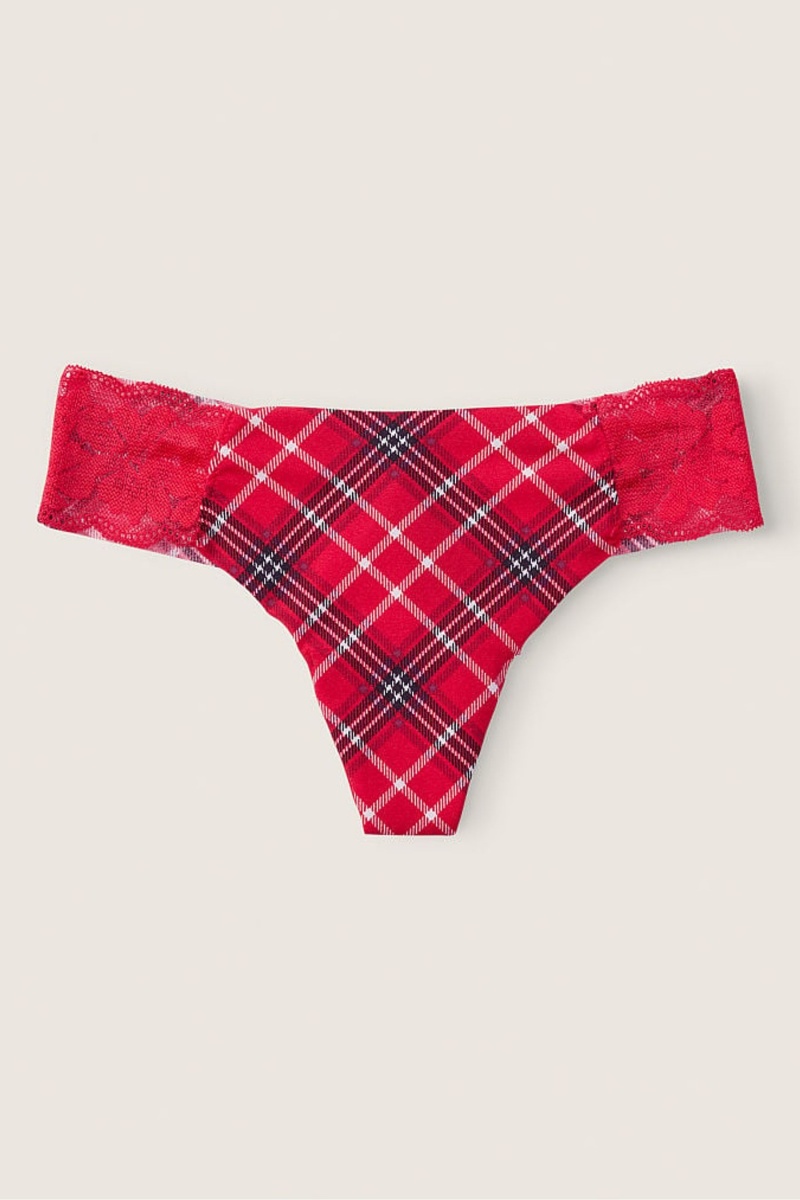 Grey Plaid Victoria\'s Secret No Show Thong Knicker | 1062KCJYV