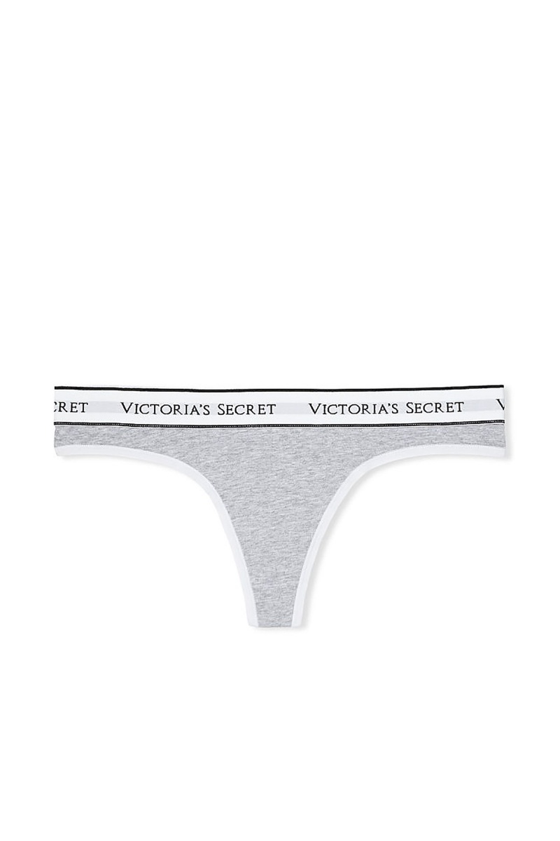 Grey Victoria's Secret Stretch Cotton Logo Knickers | 9563QCSEV