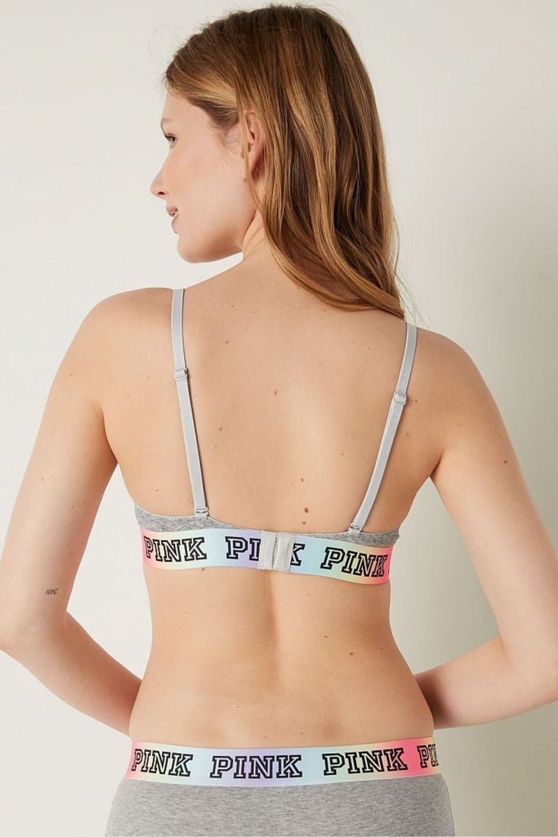 Grey W/Rainbow Bb Victoria's Secret Wear Everywhere Add 2 Cups Smooth Push Up T-Shirt Bra | 8561UIHQP