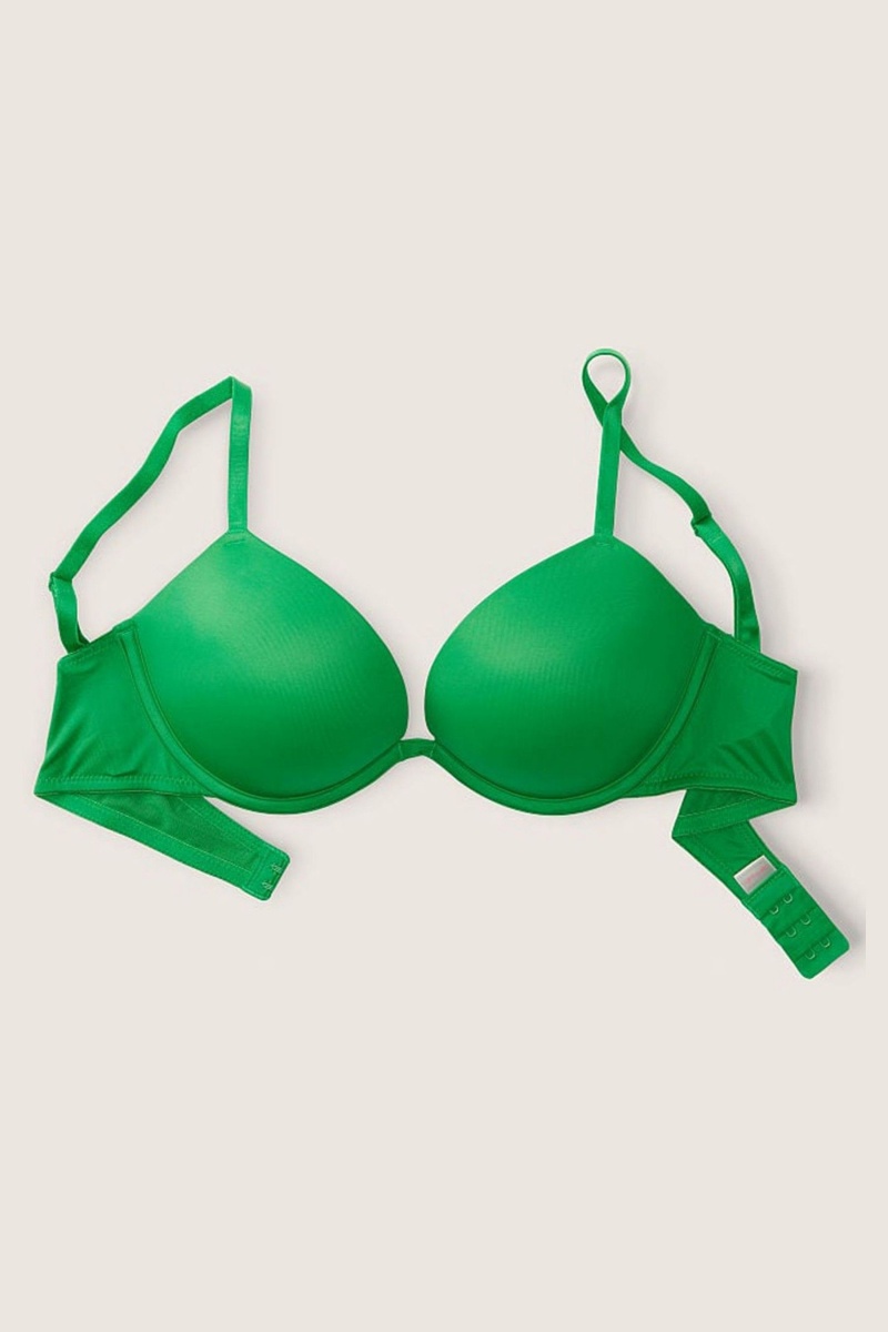 Happy Camper Green Victoria's Secret Wear Everywhere Smooth Non Wired Push Up T-Shirt Bra | 2743RHSQE