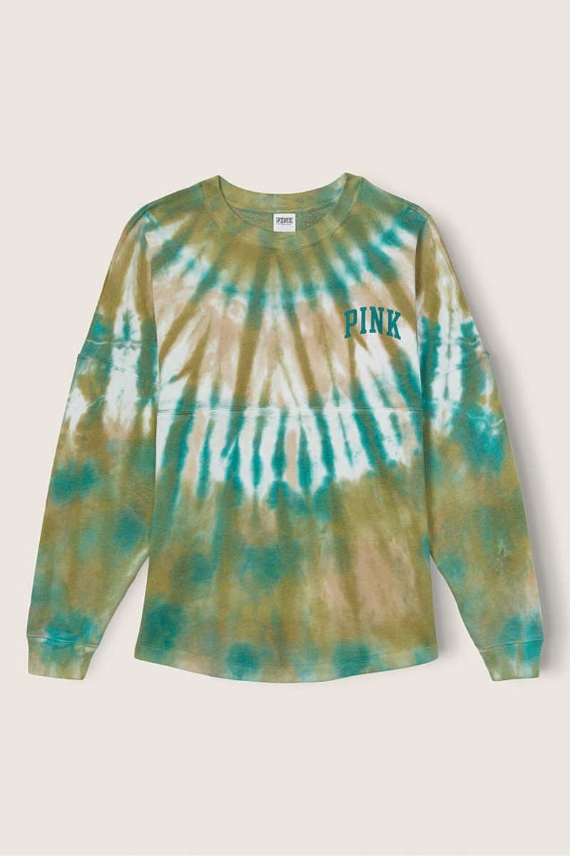 Hazel Green Tie Dye Victoria's Secret Fleece Long Sleeve Oversized Sweatshirt | 5720KABVX