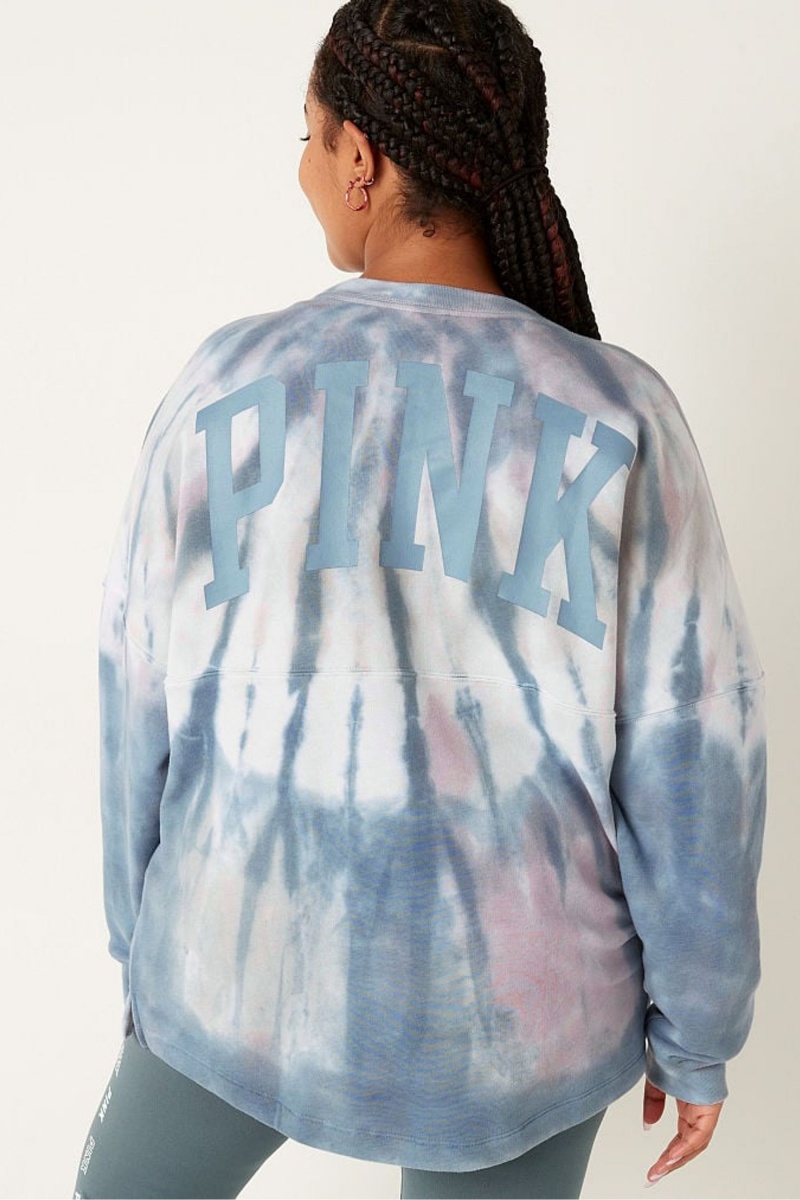 Hazel Green Tie Dye Victoria's Secret Fleece Long Sleeve Oversized Sweatshirt | 2069BVUKO