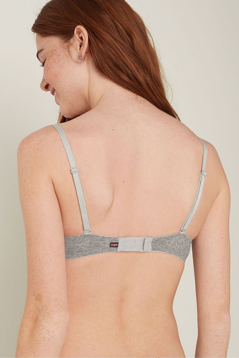 Heather Charcoal Grey Victoria's Secret Wear Everywhere Smooth Push Up T-Shirt Bra | 1865URFCH