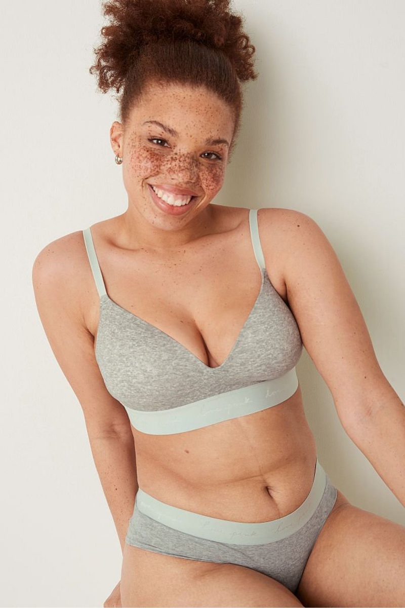 Heather Charcoal Grey Victoria's Secret Wear Everywhere Smooth Lightly Lined Non Wired T-Shirt Bra | 2714FQCZE