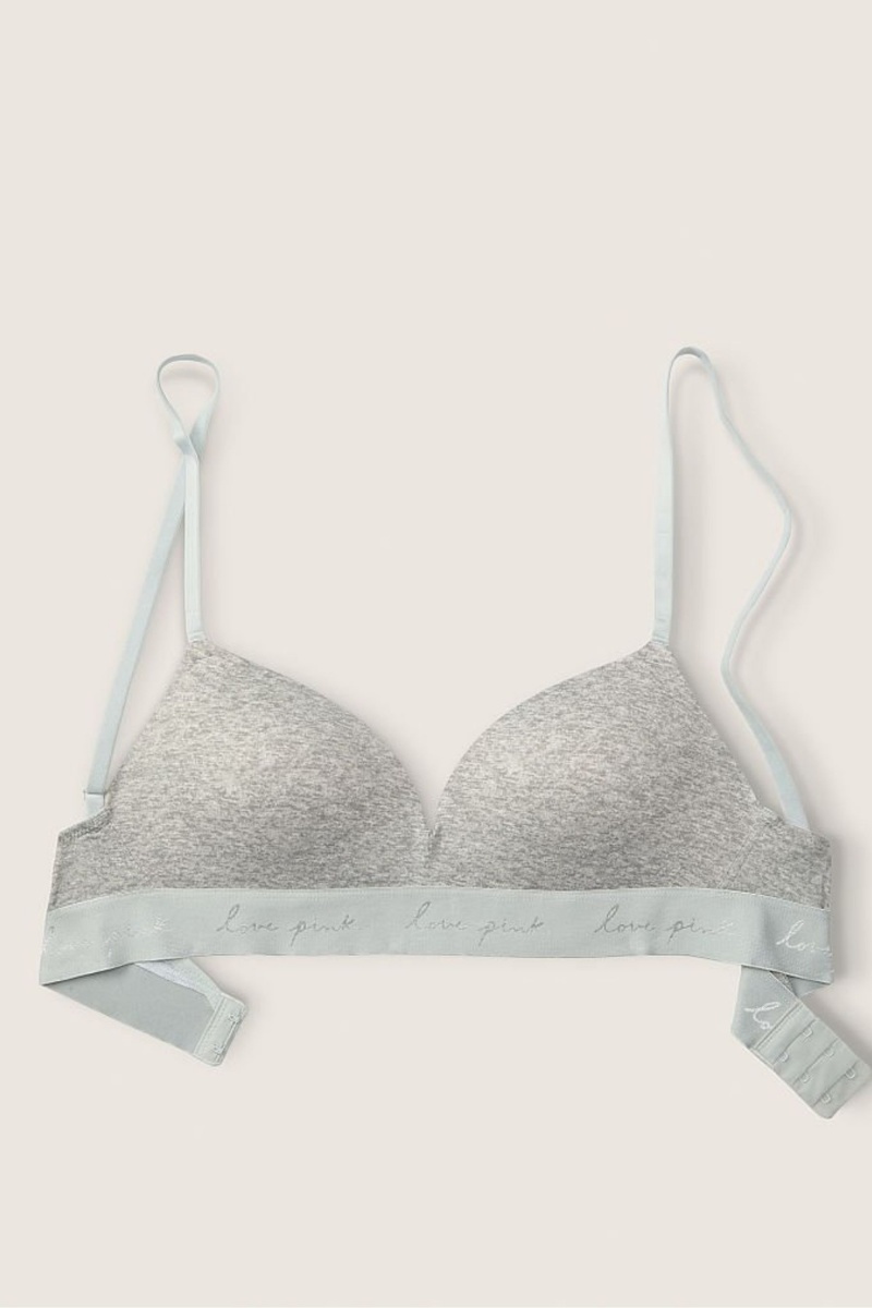 Heather Charcoal Grey Victoria's Secret Wear Everywhere Smooth Non Wired Push Up T-Shirt Bra | 0364LSZIR