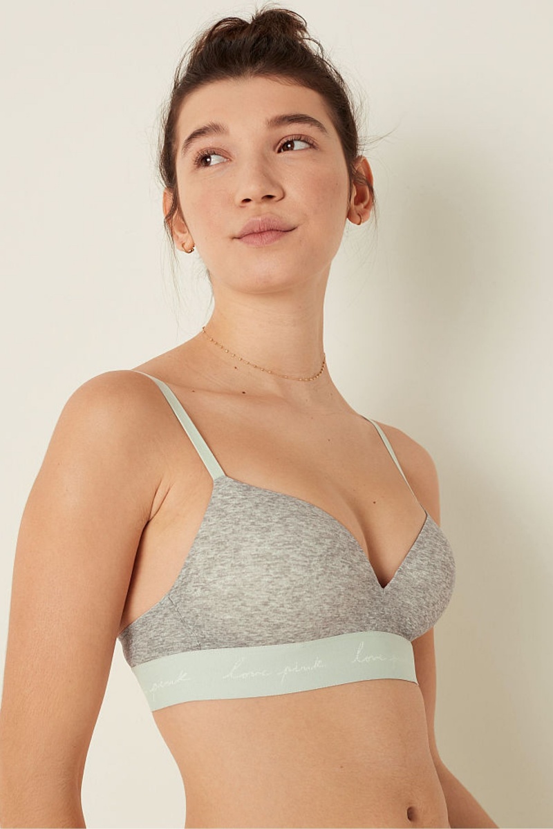 Heather Charcoal Grey Victoria's Secret Wear Everywhere Smooth Non Wired Push Up T-Shirt Bra | 7936WOMET