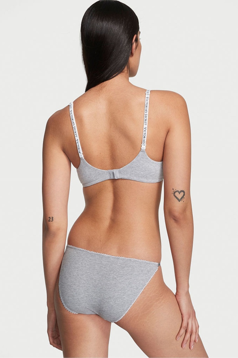 Heather Grey Victoria's Secret Stretch Cotton Stretch Cotton String Bikini Knickers | 7895HOCDR