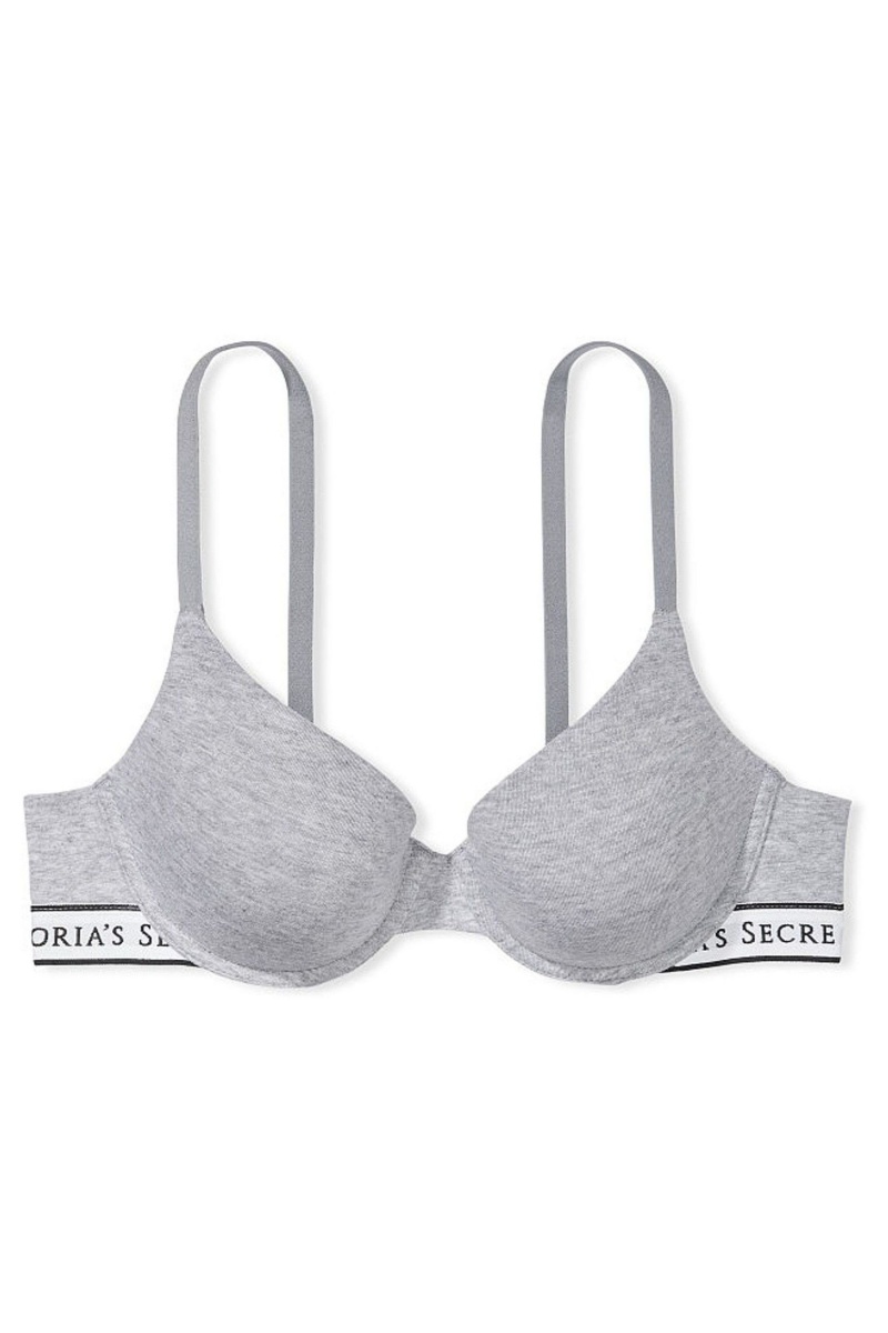 Heather Grey Victoria's Secret The T-Shirt Lightly Lined Demi Logo Bra | 8590DCHFN