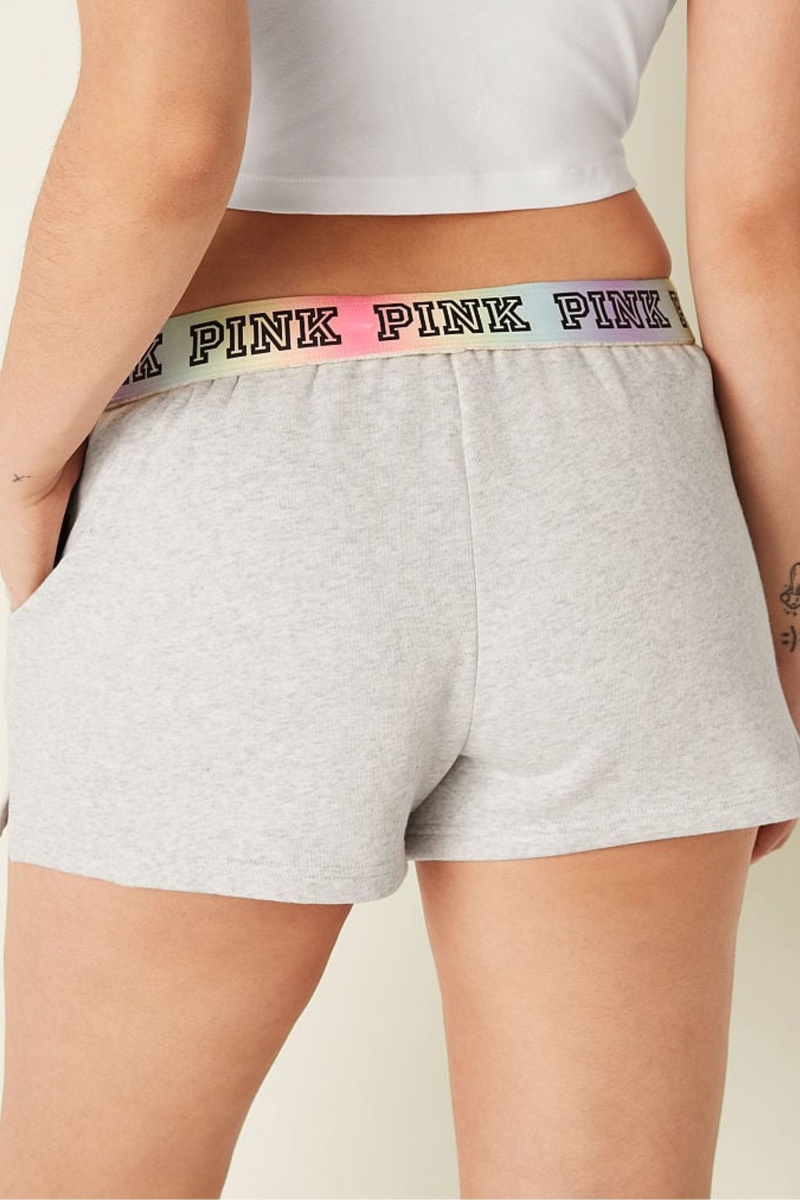 Heather Stone Grey Rainbow Victoria's Secret Foldover Sweat Shorts | 9354HQNXK