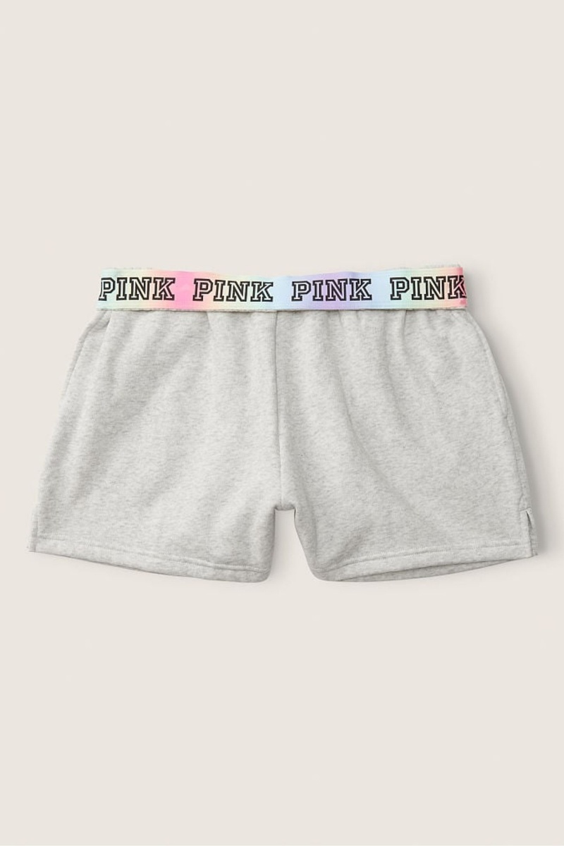 Heather Stone Grey Rainbow Victoria's Secret Foldover Sweat Shorts | 9354HQNXK