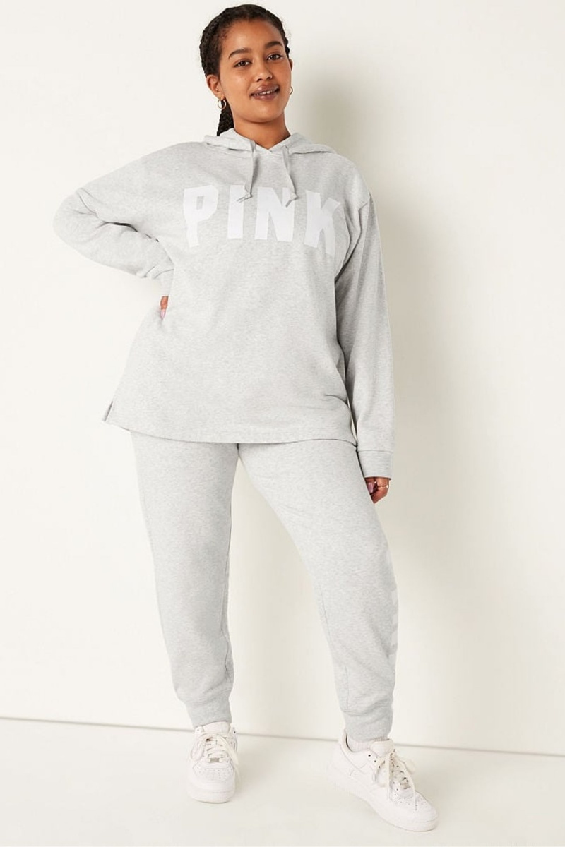 Heather Stone Grey Sans Logo Victoria's Secret Fleece Campus Hoodie | 7065ZBIQD