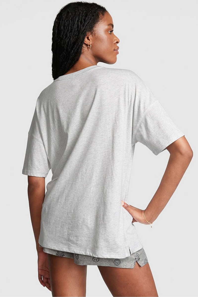 Heather Stone Grey Victoria's Secret Cotton Oversized Sleep Shirt | 6379VUBOF