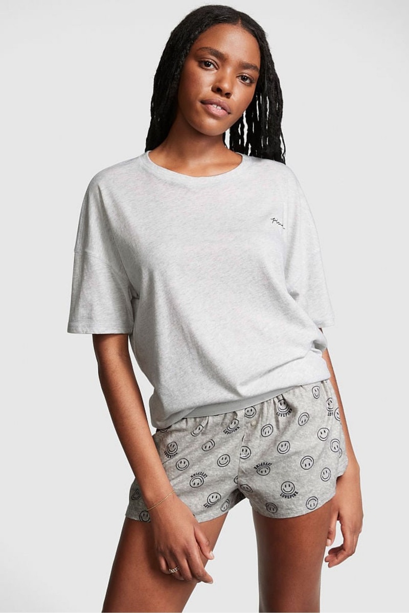 Heather Stone Grey Victoria\'s Secret Cotton Oversized Sleep Shirt | 6379VUBOF