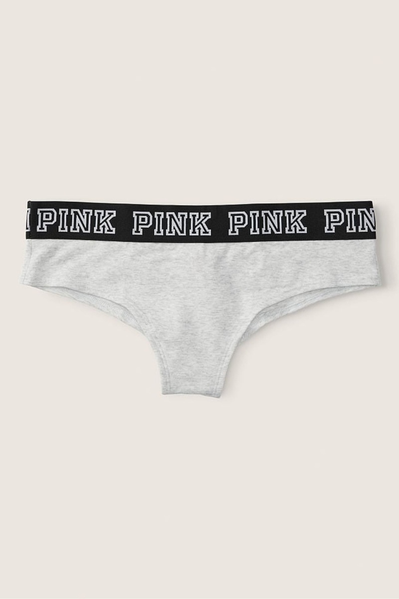 Heather Stone Grey Victoria\'s Secret Stretch Cotton Logo Cheeky Knickers | 3409PIWDC