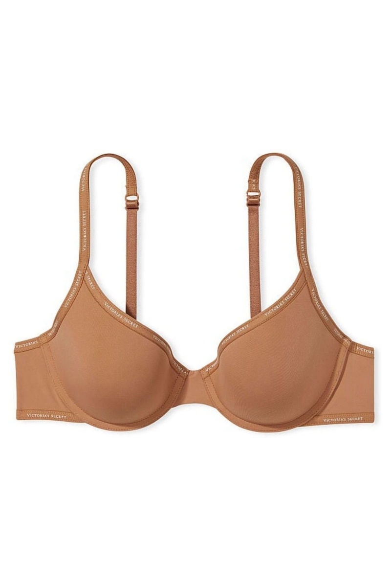 Honey Glow Nude Victoria's Secret The T-Shirt Push Up Logo Strap Bra | 0615LDXMF