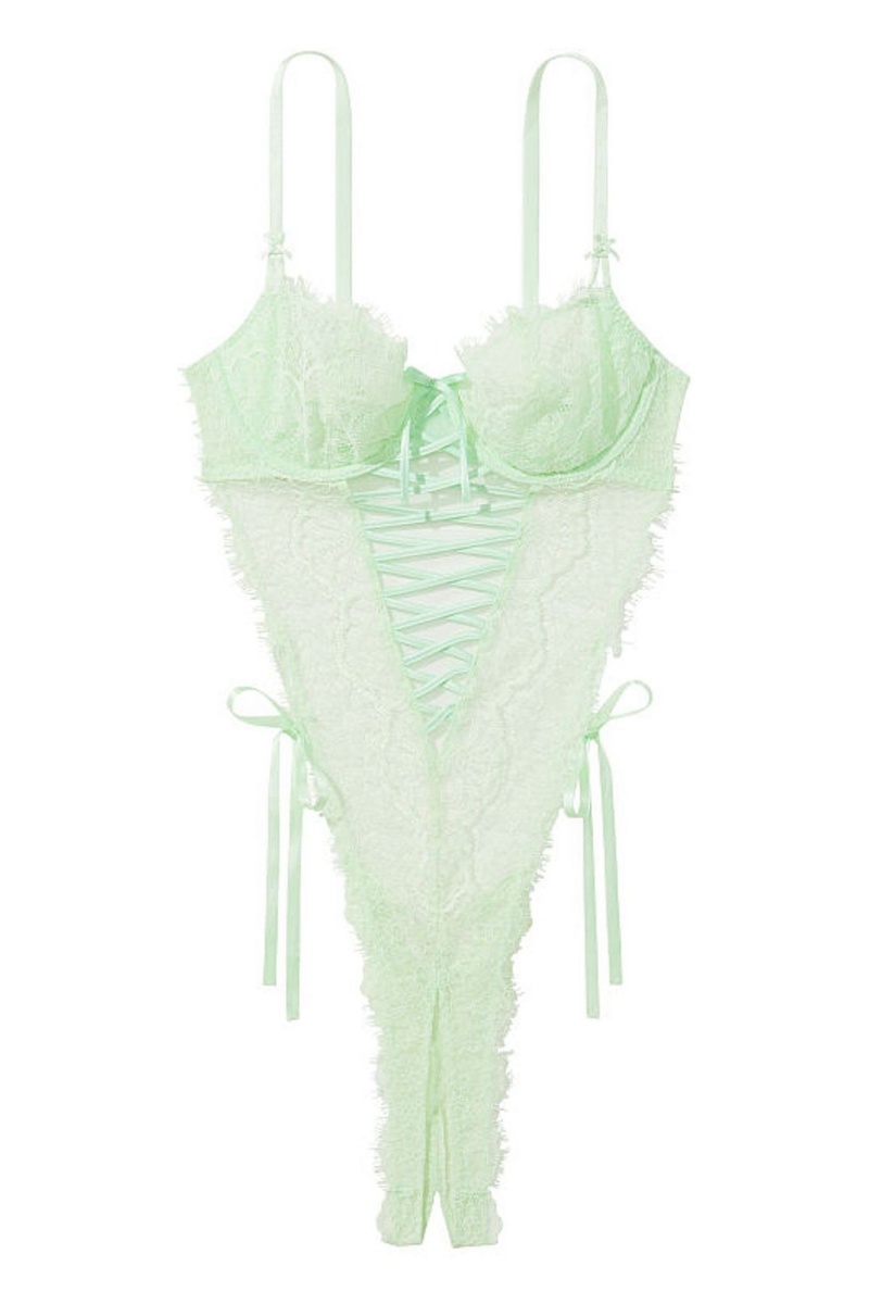 Honeydew Victoria's Secret Very Sexy Crotchless Wicked Teddy Bodysuit | 7429PNDYB