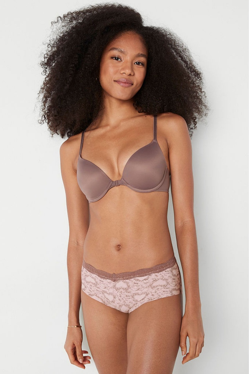 Ice Coffee Brown Victoria\'s Secret Wear Everywhere Front Fastening Push Up T-Shirt Bra | 7084XSCWU