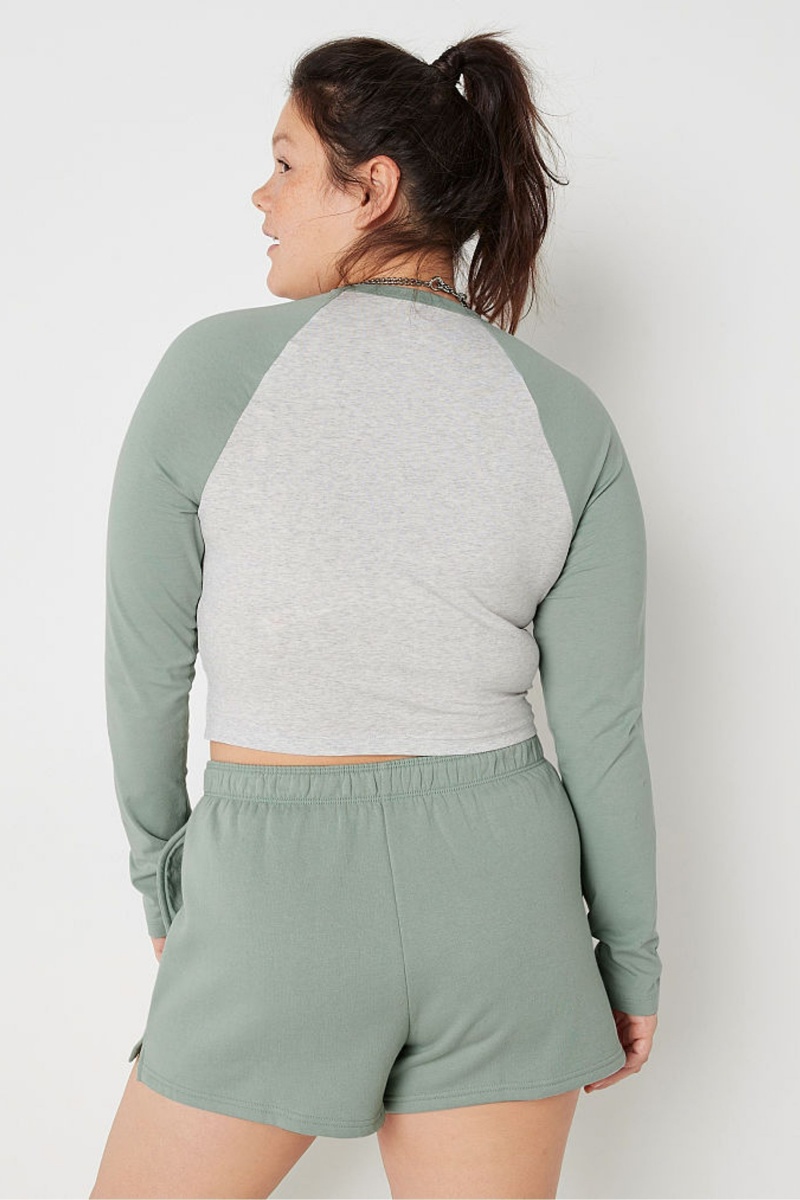 Iceberg Green Victoria's Secret Long Sleeve Crop T-Shirt | 9015BDIFE