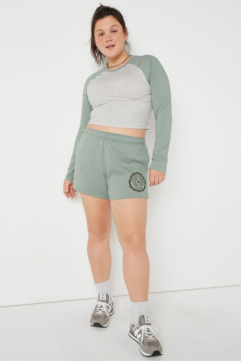 Iceberg Green Victoria's Secret Long Sleeve Crop T-Shirt | 9015BDIFE