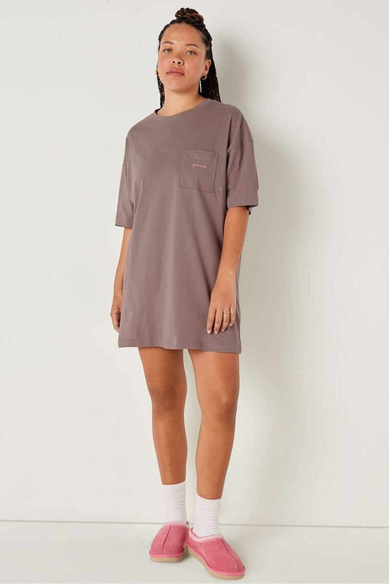 Iced Coffee Brown Victoria's Secret Cotton Nightie | 9031LCRYN