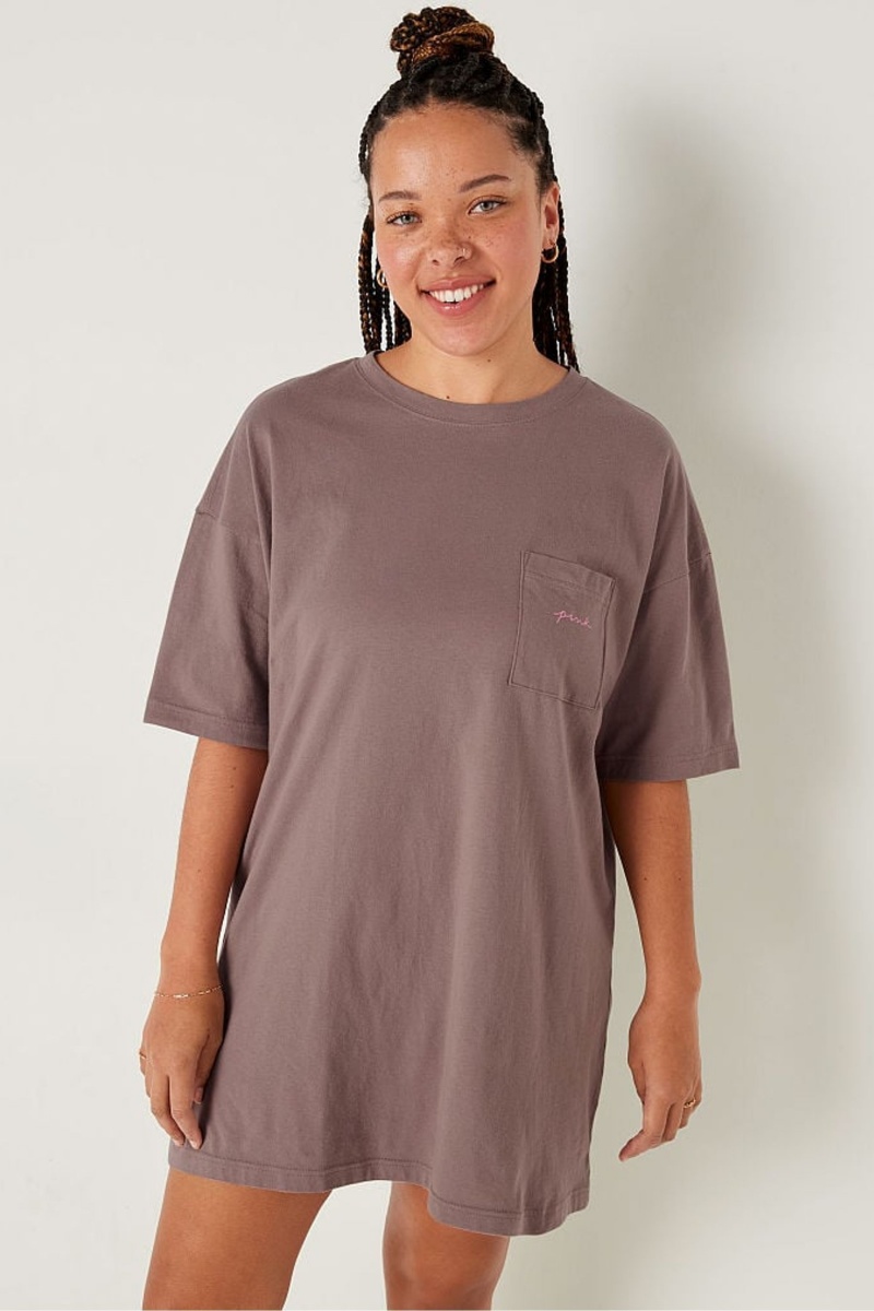 Iced Coffee Brown Victoria\'s Secret Cotton Nightie | 9031LCRYN