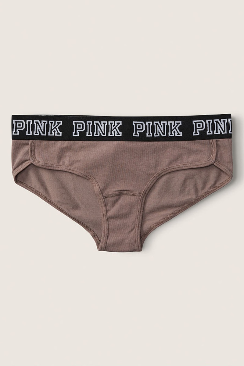 Iced Coffee Brown Victoria\'s Secret Stretch Cotton Cotton Logo Hipster Knickers | 3567FKHGZ