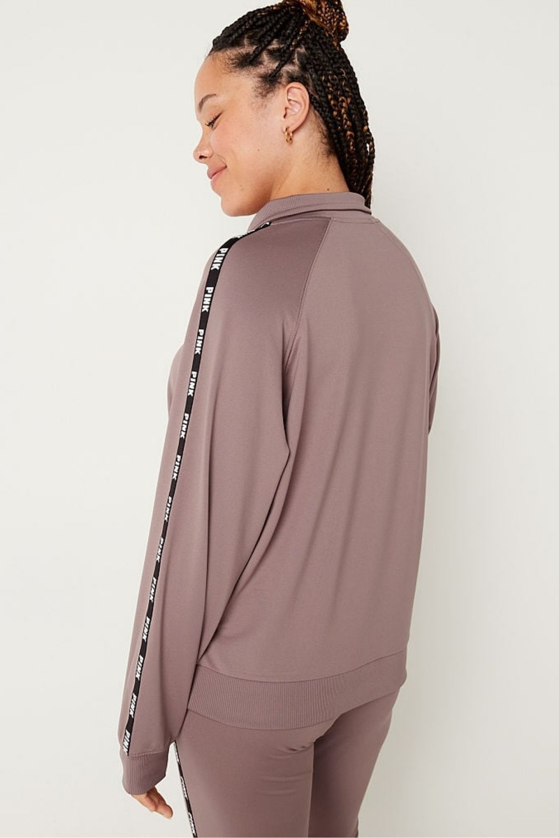 Iced Coffee Brown Victoria's Secret Zip Up Long Sleeve Sweatshirt | 3078SAXZN