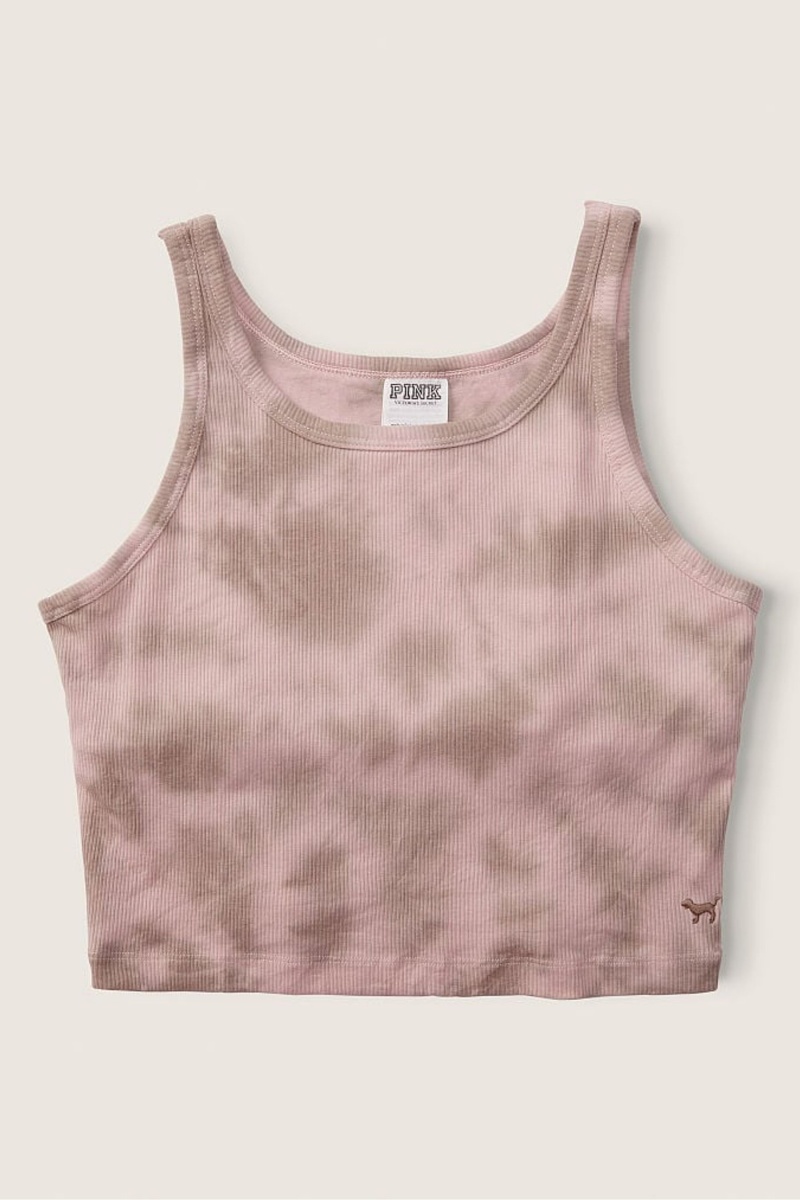 Iced Coffee Tye Dye Brown Victoria's Secret Crop Tank Top | 3027FBEKN