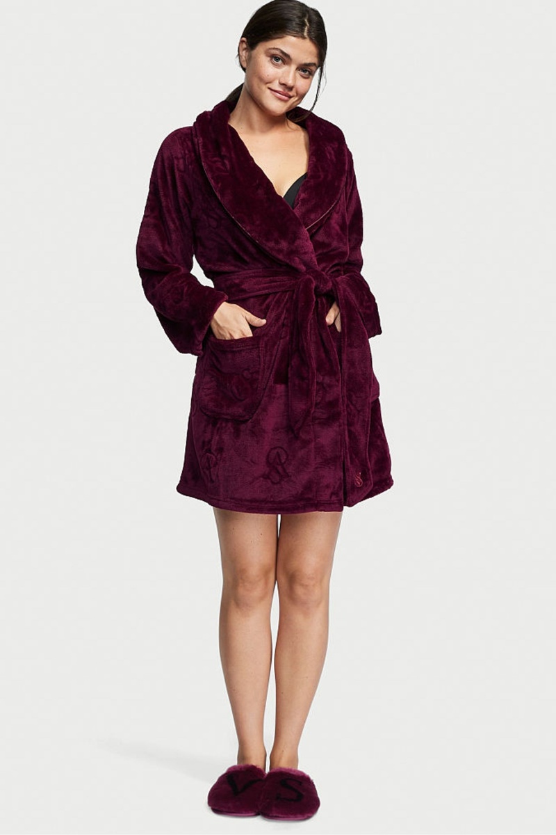 Kir Red Logo Victoria\'s Secret Cosy Short Dressing Gown | 4751YLCWJ