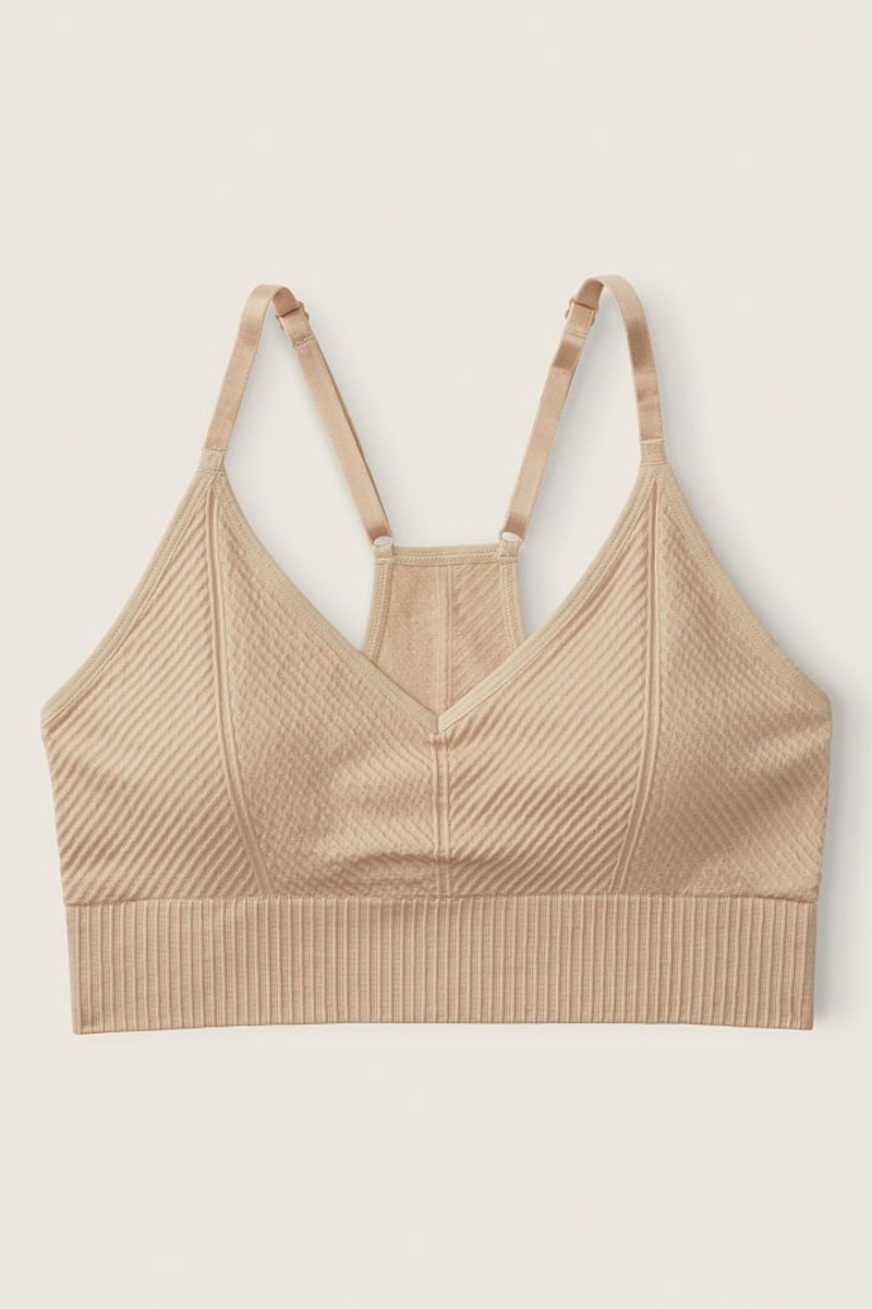 Light Sand Nude Victoria's Secret Wear Everywhere Seamless Lightly Lined Low Impact Sports Bra | 6045RGLQS