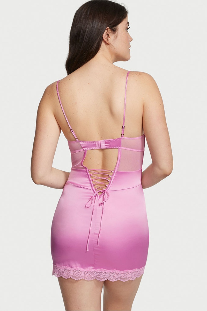 Lilac Chiffon Pink Victoria's Secret Lace Provocative Slip Dress | 4912SAXQG