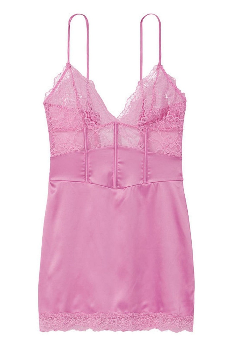 Lilac Chiffon Pink Victoria's Secret Lace Provocative Slip Dress | 7612JEIWU