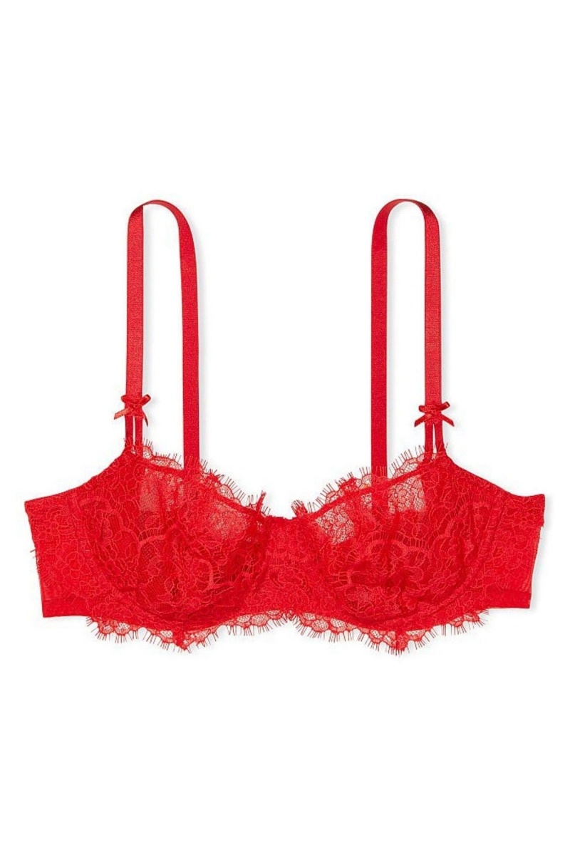 Lipstick Red Lace Victoria\'s Secret Dream Angels Bra | 1962GZMJI