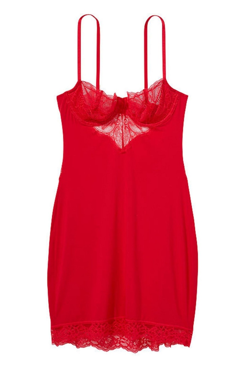 Lipstick Red Victoria's Secret Modal Lace Mini Slip | 2174PBYWE