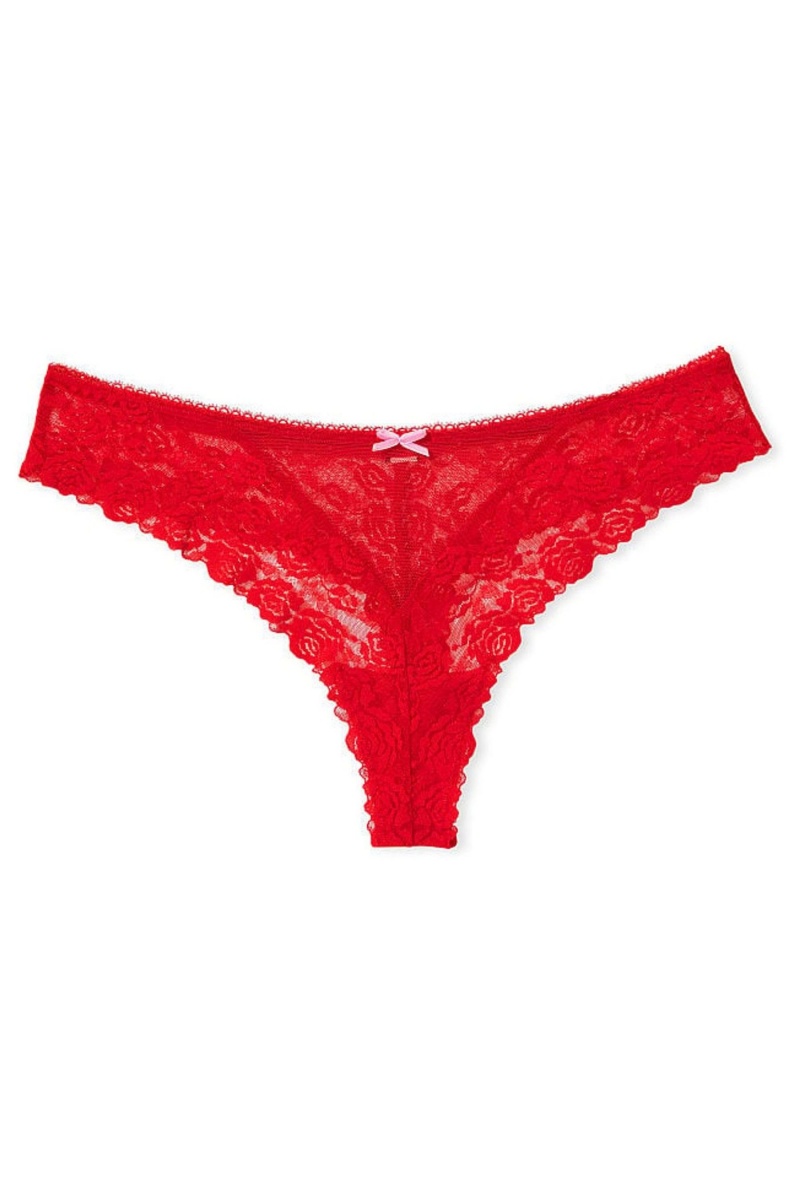 Lipstick Red Victoria's Secret The Lacie Lace Thong Knickers | 3165YXNUI