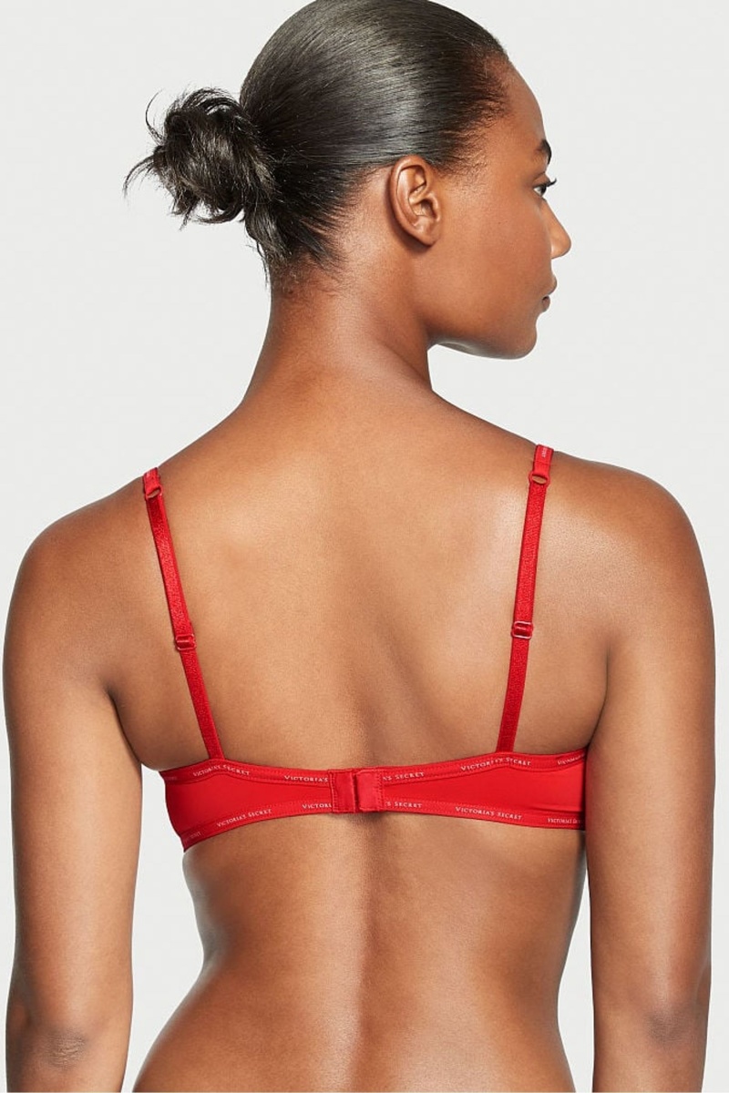 Lipstick Red Victoria's Secret The T-Shirt Lightly Lined Logo Strap Full Cup Bra | 3817HRAEM