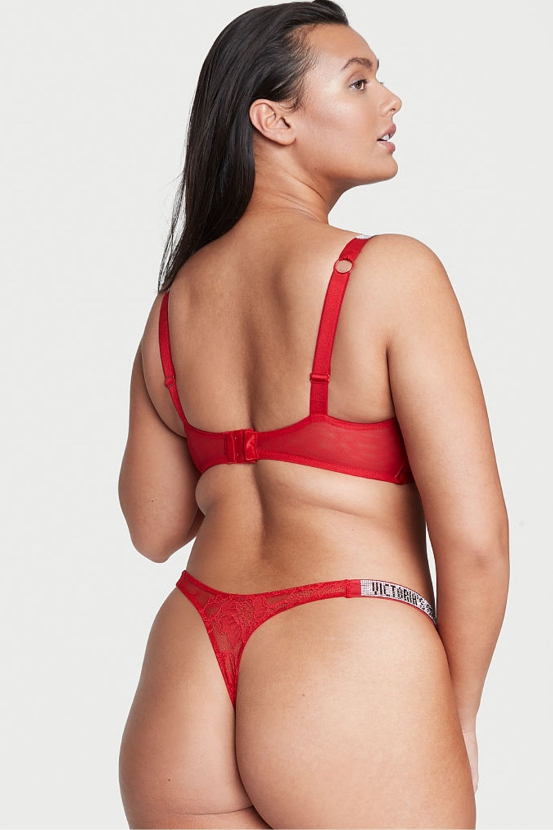 Lipstick Red Victoria's Secret Very Sexy Lace Shine Strap Thong Knickers | 1762UWVJL