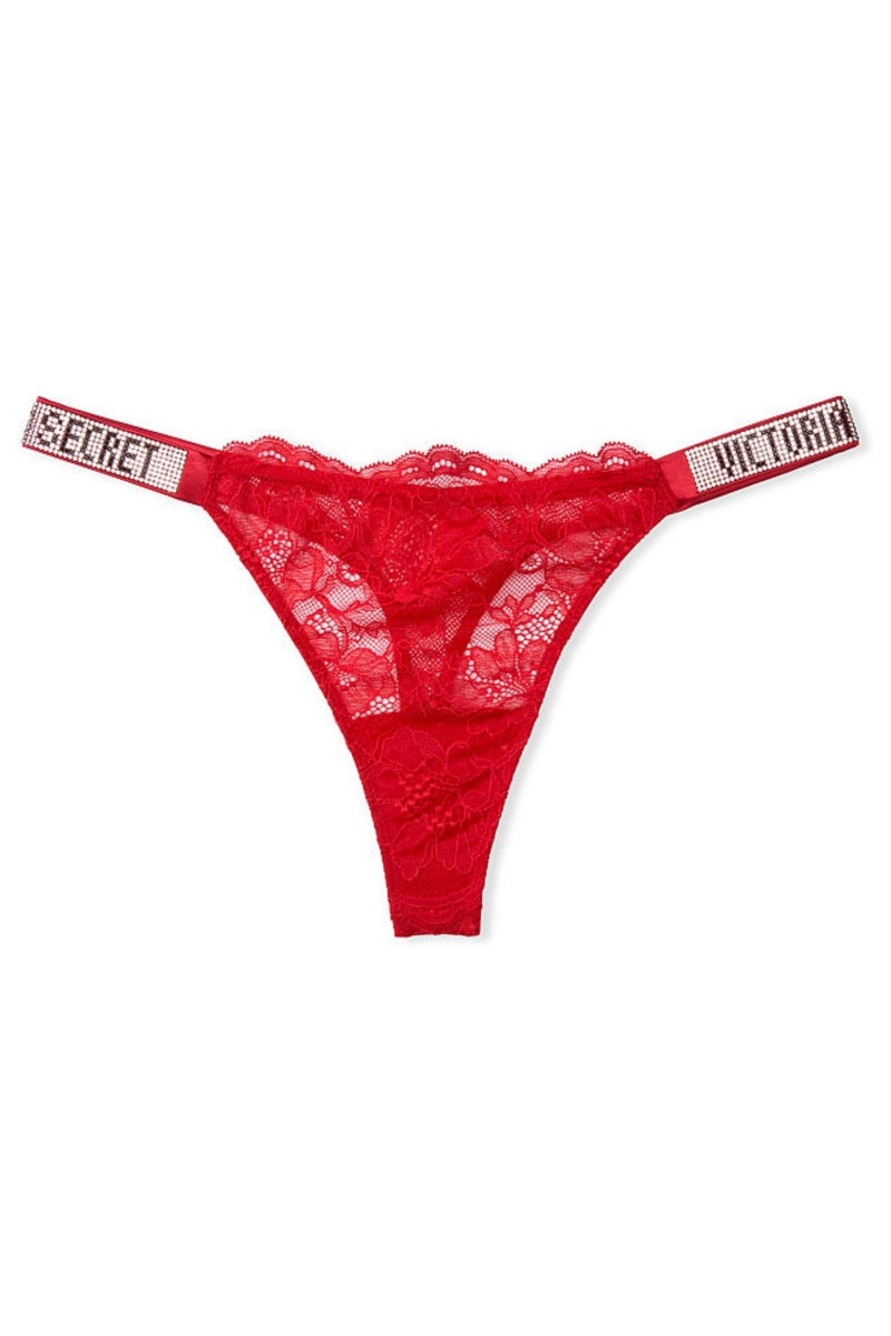 Lipstick Red Victoria's Secret Very Sexy Lace Shine Strap Thong Knickers | 1762UWVJL