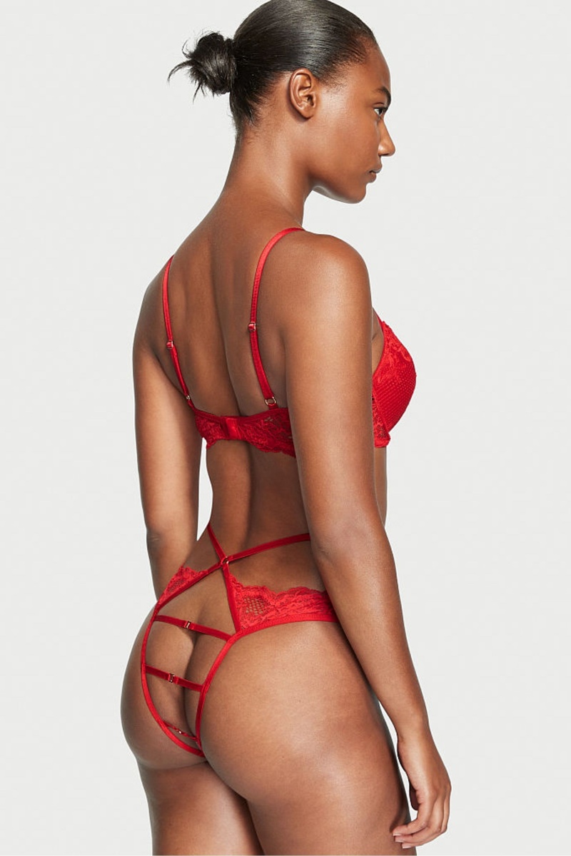 Lipstick Red Victoria's Secret Very Sexy Lace Thong Knickers | 3817EULOP