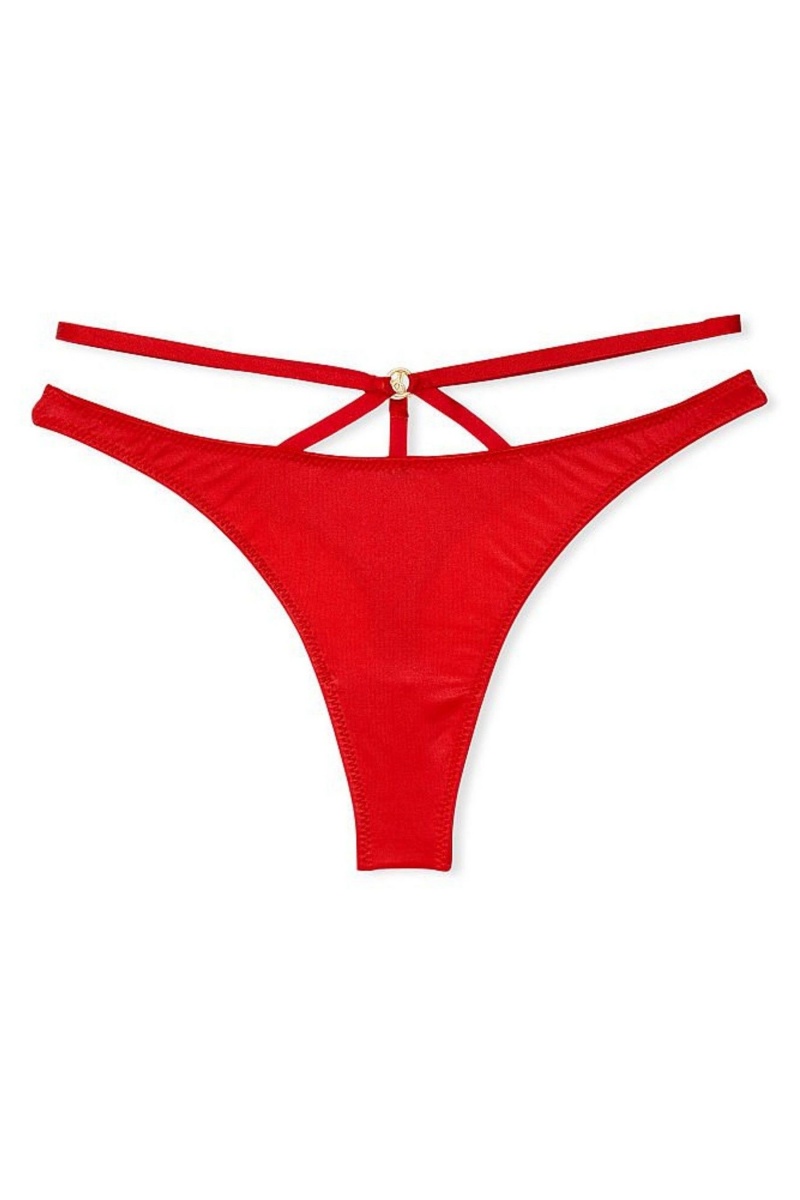 Lipstick Red Victoria's Secret Very Sexy Strappy Thong Knickers | 2143OVAFN