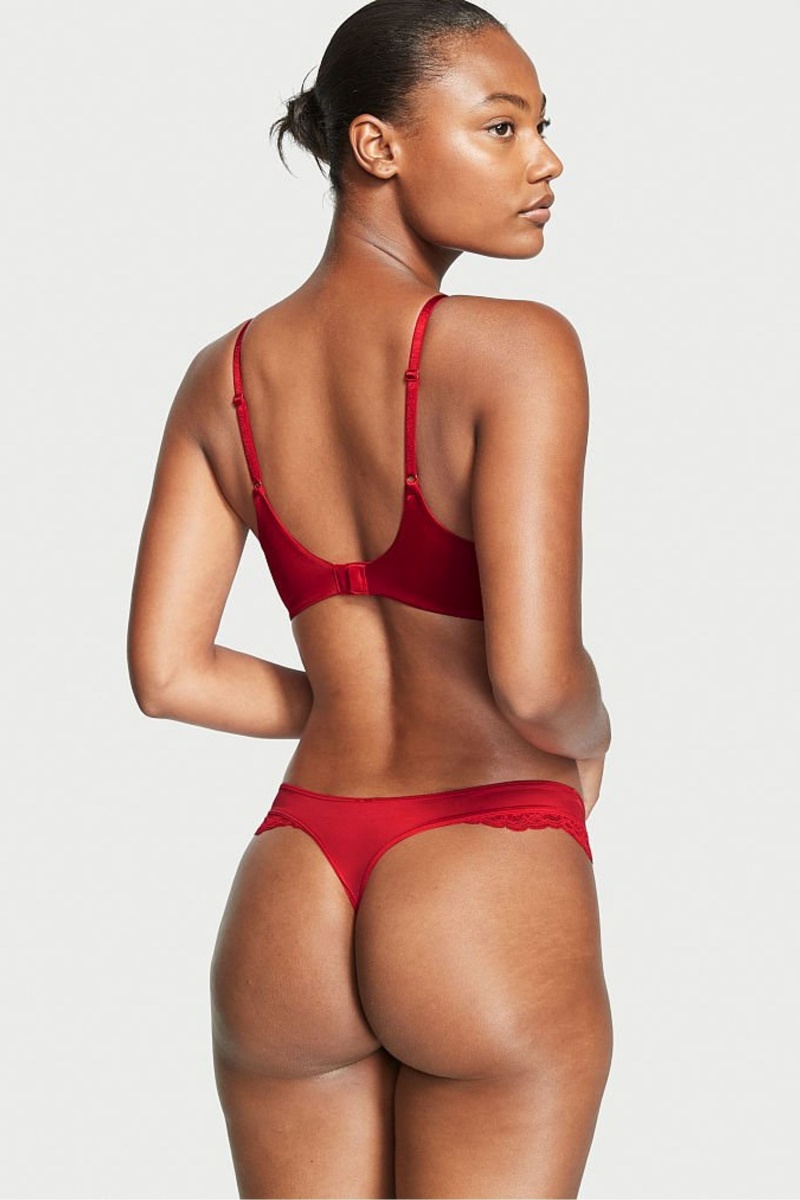 Lipstick Red Victoria's Secret Very Sexy Lace Thong Knickers | 5749ISCRF